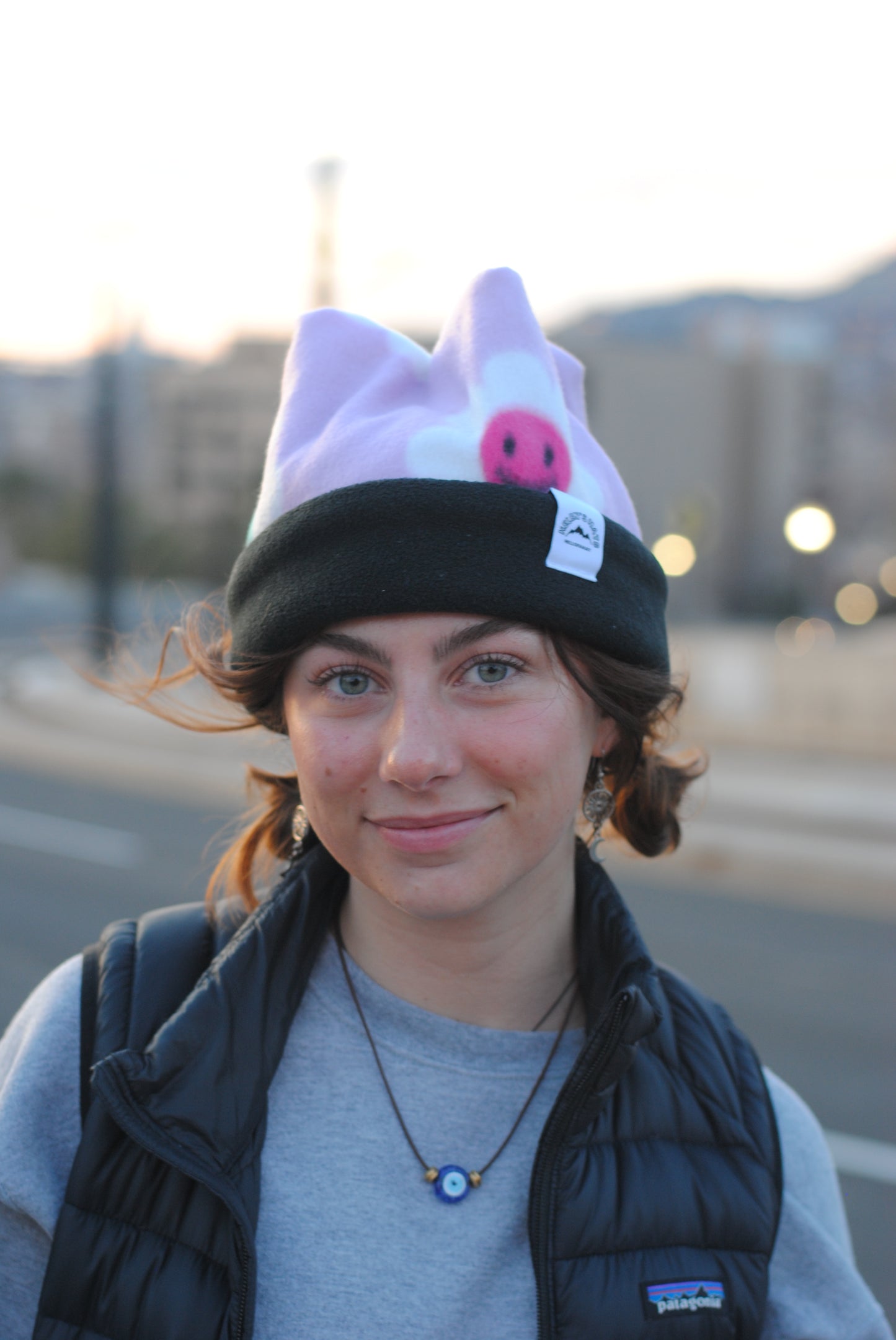 Black Flower Hat- size small